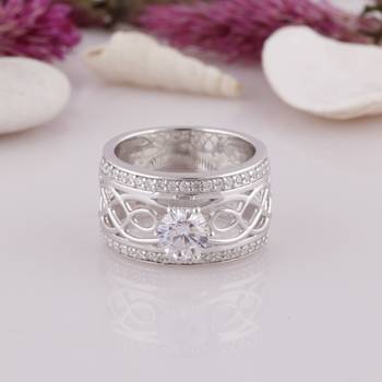 Cubic Zirconia Rhodium Plated Engagement Ring for Women's Ring 4