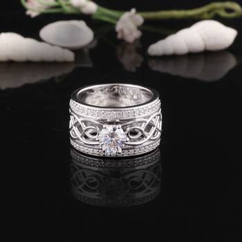 Cubic Zirconia Rhodium Plated Engagement Ring for Women's Ring 5