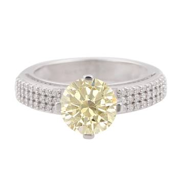 Cubic Zirconia Rhodium Plated Solitaire with Accent Women Ring 1