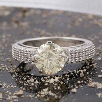 Cubic Zirconia Rhodium Plated Solitaire with Accent Women Ring 2
