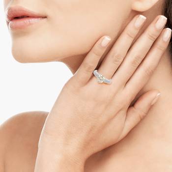Cubic Zirconia Rhodium Plated Solitaire with Accent Women Ring 3