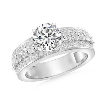 Cubic Zirconia Rhodium Plated Solitaire with Accent Women Ring 1