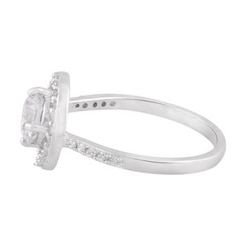 Cubic Zirconia Rhodium Plated Halo Women Ring 2