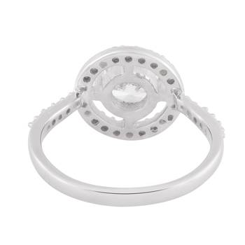 Cubic Zirconia Rhodium Plated Halo Women Ring 3