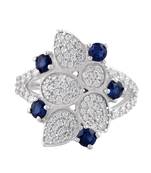 Blue Cubic Zirconia Rhodium Plated Women Cocktail Ring