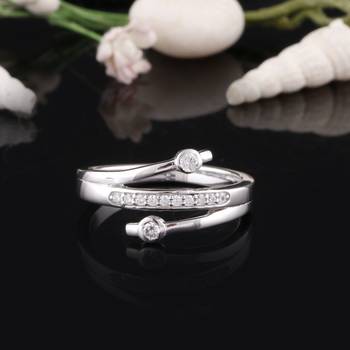 Rhodium Plated Cubic Zirconia Finger Band for Women 5