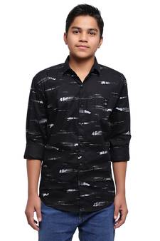 Blue Printed Polyester Shirt for Boys