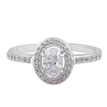 Rhodium Plated Cubic Zirconia Women Halo Ring 1