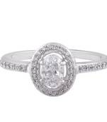 Rhodium Plated Cubic Zirconia Women Halo Ring