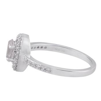 Rhodium Plated Cubic Zirconia Women Halo Ring 2