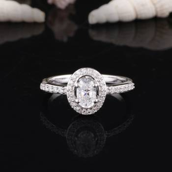 Rhodium Plated Cubic Zirconia Women Halo Ring 5