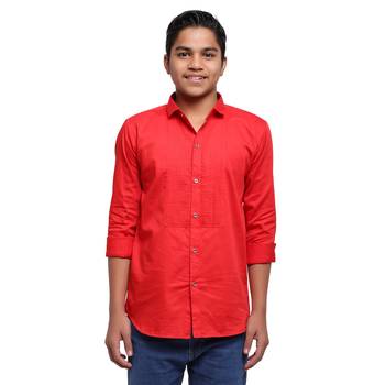 Red Solid Printex Polyester Shirt for Boys 1