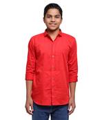 Red Solid Printex Polyester Shirt for Boys