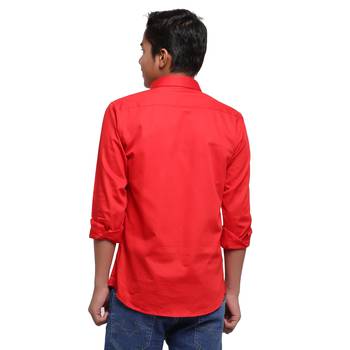 Red Solid Printex Polyester Shirt for Boys 2