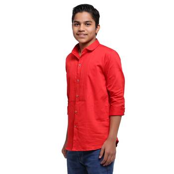 Red Solid Printex Polyester Shirt for Boys 3