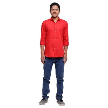 Red Solid Printex Polyester Shirt for Boys 4