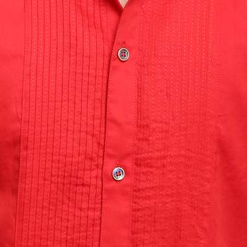 Red Solid Printex Polyester Shirt for Boys 5
