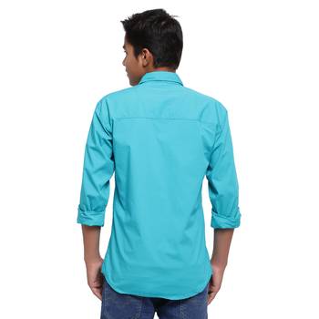 Turquoise Solid Polyester Shirt for Boys 2