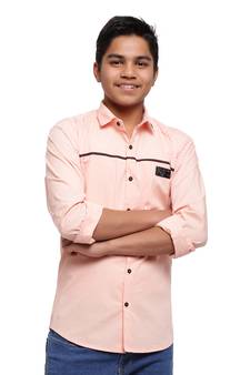 Orange Solid Polyester Shirt for Boys
