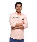 Orange Solid Polyester Shirt for Boys