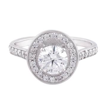 White Cubic Zirconia Rhodium Plated Women Finger Disc Ring 1