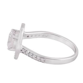 White Cubic Zirconia Rhodium Plated Women Finger Disc Ring 2