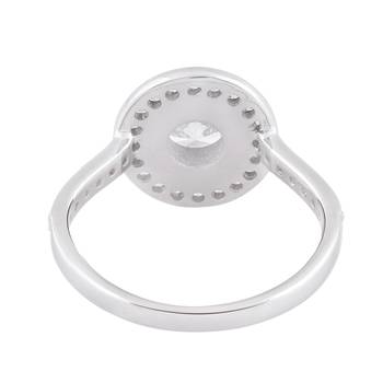 White Cubic Zirconia Rhodium Plated Women Finger Disc Ring 3