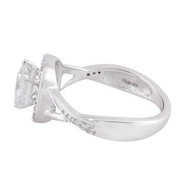 Rhodium Plated Cubic Zirconia Women Halo Ring 2