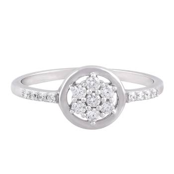 White Cubic Zirconia Rhodium Plated Women Floral Ring 1
