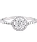 White Cubic Zirconia Rhodium Plated Women Floral Ring