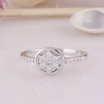 White Cubic Zirconia Rhodium Plated Women Floral Ring 4
