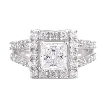 Cubic Zirconia Rhodium Plated Engagement Finger Ring 1