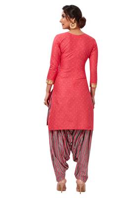 Women's Pink & Grey Cotton Printed Readymade Patiyala Suit Set 2