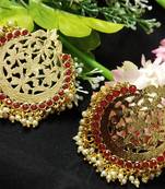 Ethnic Indian Bollywood Chandbali Red Pearl Kundan Earrings Set