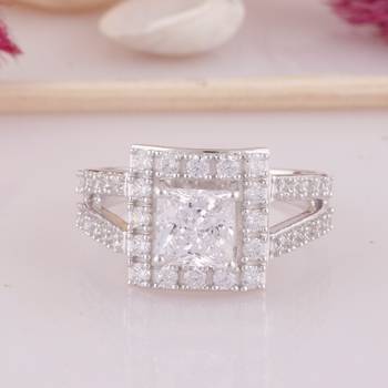 Cubic Zirconia Rhodium Plated Engagement Finger Ring 4