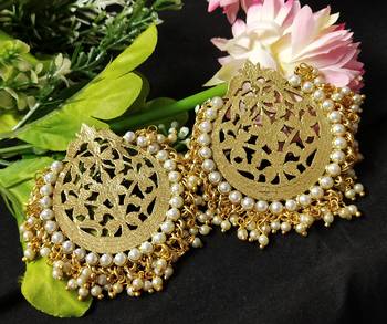Ethnic Indian Bollywood Chandbali Pearl Dangle Earrings Set 1