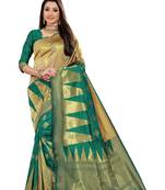 Green Woven Cotton Silk Saree With Blouse
