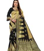 Black Woven Cotton Silk Saree With Blouse