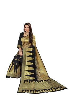 Black Woven Cotton Silk Saree With Blouse 4