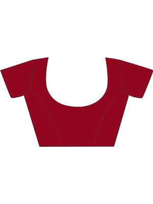Maroon Woven Cotton Silk Saree With Blouse 5