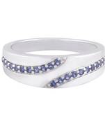 Blue Cubic Zirconia Rhodium Plated Band Ring Women Ring