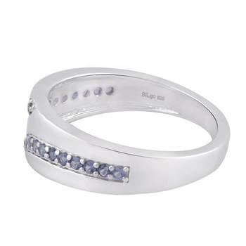 Blue Cubic Zirconia Rhodium Plated Band Ring Women Ring 2