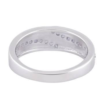 Blue Cubic Zirconia Rhodium Plated Band Ring Women Ring 3