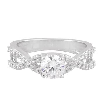 Cubic Zirconia Rhodium Plated Women Cocktail Ring 1