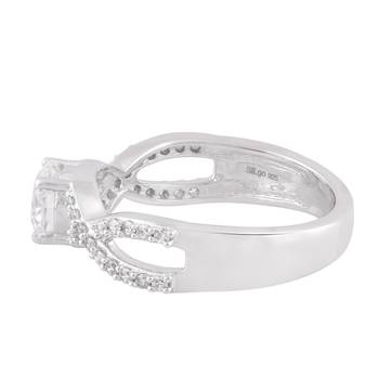 Cubic Zirconia Rhodium Plated Women Cocktail Ring 2