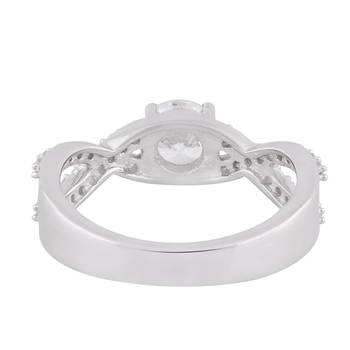 Cubic Zirconia Rhodium Plated Women Cocktail Ring 3