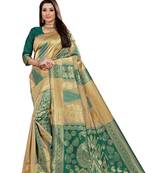 Green Woven Cotton Silk Saree With Blouse