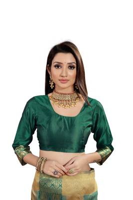 Green Woven Cotton Silk Saree With Blouse 5