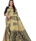 Black Woven Cotton Silk Saree With Blouse