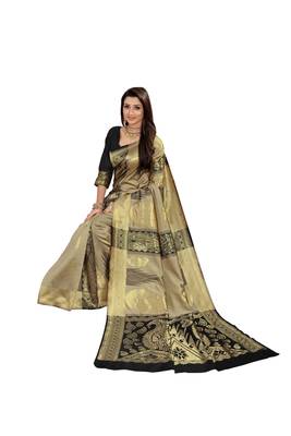 Black Woven Cotton Silk Saree With Blouse 4